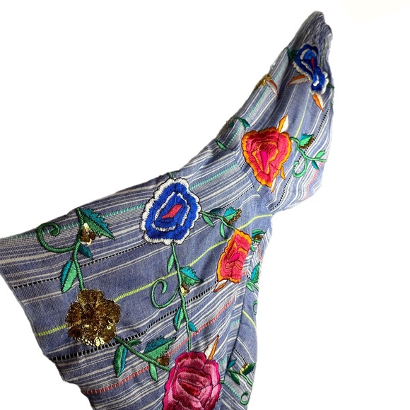 Flont Embroidered Off The Shoulder shirt NWT Large - Picture 5 of 7